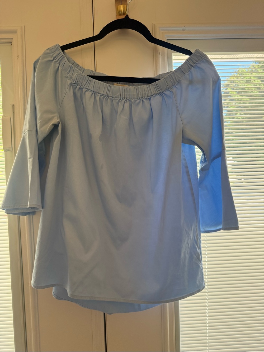Michael Kors Light Blue Off-Shoulder Women's Top